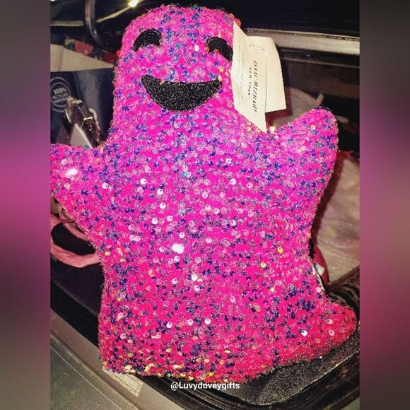 NWT Isaac Mizrahi Pink Ghost Sequin Decorative Pillow - Picture 1 of 4